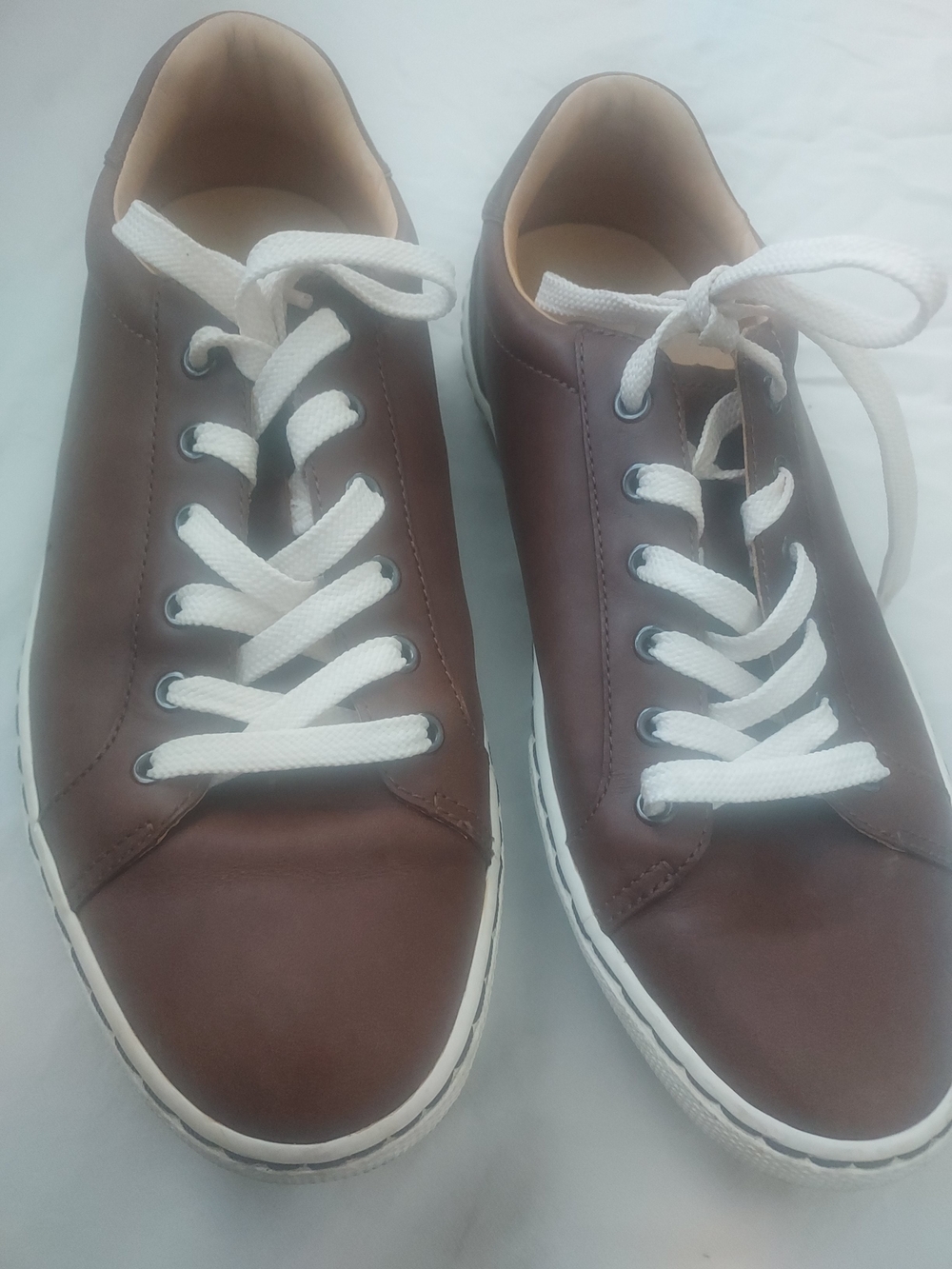 Cole Haan Brown Leather Low-Top Sneakers with White Laces
